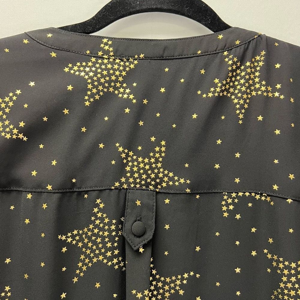 Torrid Harper Black Gold Star Georgette Popover Tunic Blouse Size 4/4X - Picture 7 of 10